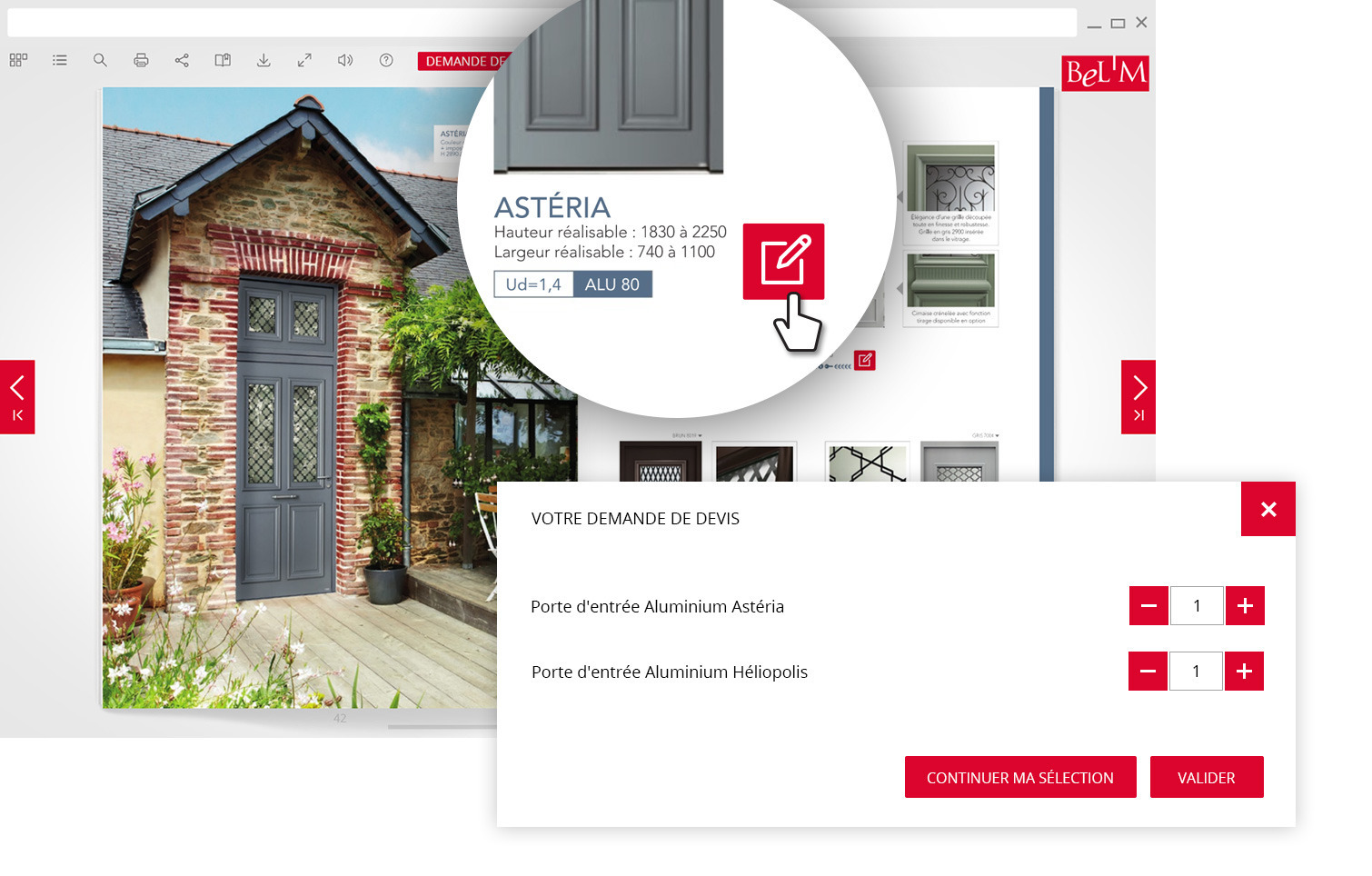 Catalog with integrated quote request