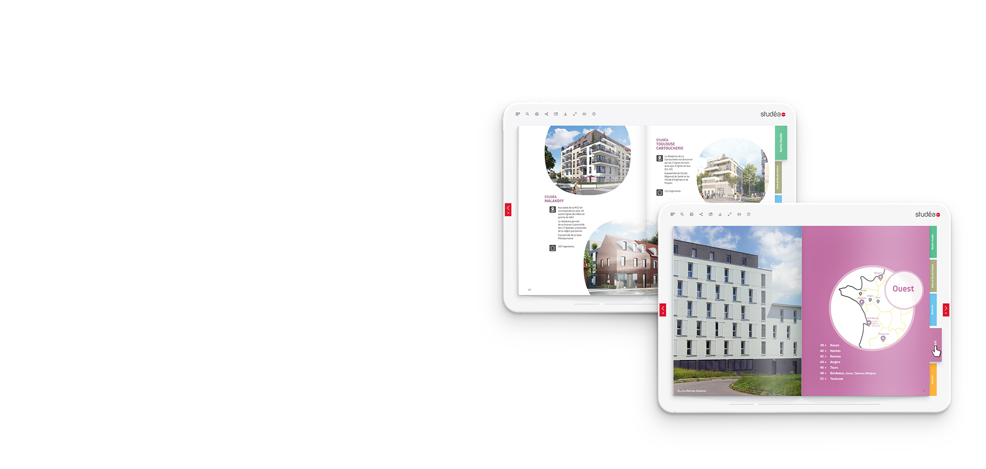 Use tabs to facilitate access to the contents of your interactive catalogue